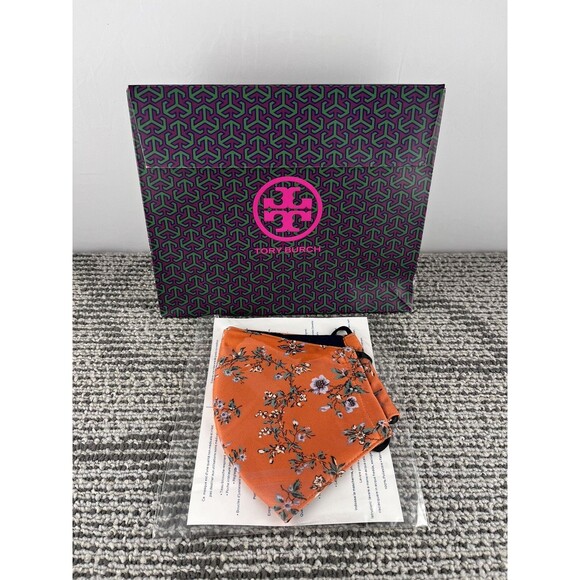 Tory Burch Face Mask New/Sealed Orange Floral - Picture 1 of 4